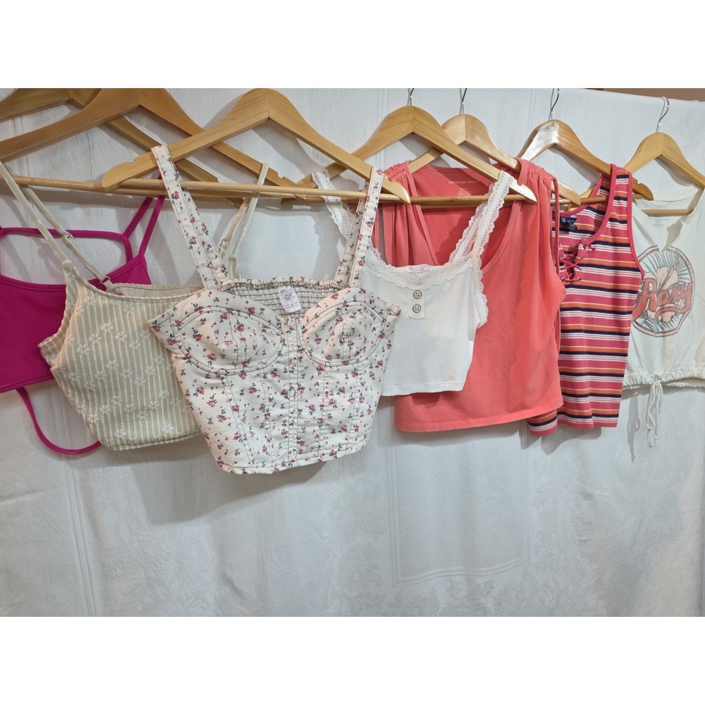 Bustier Tank Top Cropped Shirt Juniors Roxy American EagleSm Med Others Lot Of 7